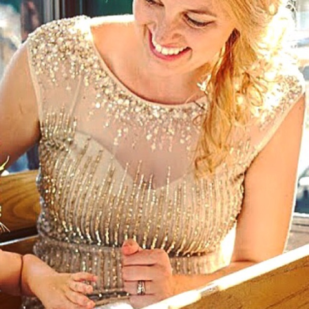 Anthropologie Gold Beaded Dress